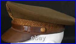 1930's US Army AAC Officers Class A Service Visor Hat Mouton 6 3/4 Wicker Frame
