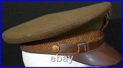 1930's US Army AAC Officers Class A Service Visor Hat Mouton 6 3/4 Wicker Frame
