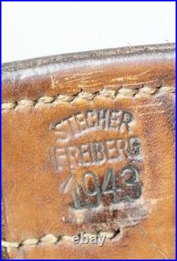 1943 WWII German Army Officer's Uniform Leather Belt Stecher Freiberg