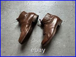 40s Vintage Army Military Lace Service Officer Brown Leather Boots Continental