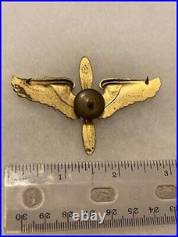 Authentic WWII US Army Air Corps Officer Hat Cap Badge Insignia STERLING