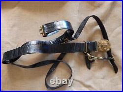 British WWII Royal Navy Officer's Leather Sword Belt & Hangers 90cms K/C