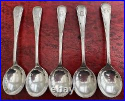 Five WWII Royal Artillery Officers Mess Crested Silver Plated Spoons c1938