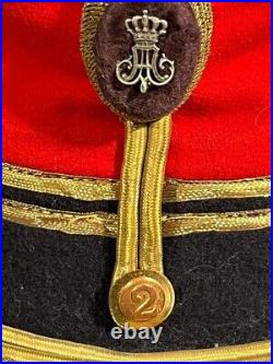 Interwar WW2 Belgium Army Officers Red Kepi Cap Hat 2 Button & Fine Cypher