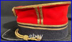 Interwar WW2 Belgium Army Officers Red Kepi Cap Hat 2 Button & Fine Cypher