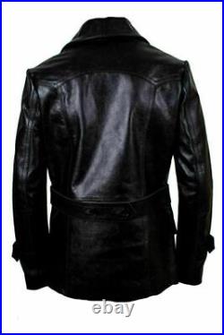 New German Classic Ww2 Men's Military Officer Uniform Leather Jacket Coat