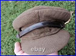 Original WW2 British Royal Army Officers Cap Dress Khaki Peaked Cap Size-57 cm