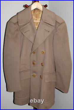 Original WW2 U. S. Army Officers Brown Melton Wool Mackinaw Uniform Overcoat