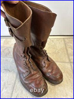 Original WWII British Army Officer's Brown Leather Two-Buckle Boots