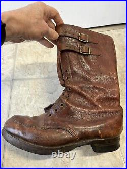 Original WWII British Army Officer's Brown Leather Two-Buckle Boots