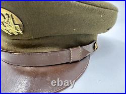 Original WWII US Army Officers NCO True Crusher Visor Hat Size 6 7/8