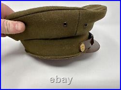 Original WWII US Army Officers NCO True Crusher Visor Hat Size 6 7/8