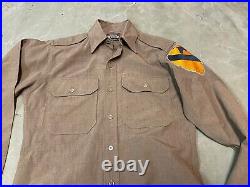 Original Wwii Us Army 1st Cavalry M1937 M37 Officer Combat Field Shirt-small 38r