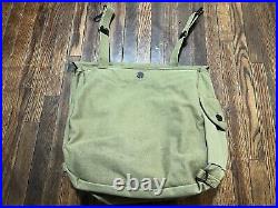 RARE WWII US Army M1928 Musette Bag Dated 1941 + Shoulder StrapGreenAirborne