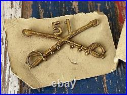 Rare UNUSED WWII U. S. Army 51st Cavalry Brigade Officer Insignia Matched Set
