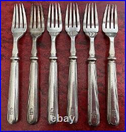 Six WWII Royal Artillery Officers Mess Crested Silver Plated Fish Forks c1938