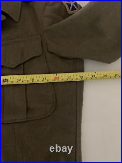 US Army Officer WWII 1945 Jacket Field Wool Sz 32R Patches Airborne Coat