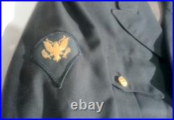 VINTAGE Army Officer's 2 Piece Suit Set BLAZER & TROUSERS With Patches 29 Length