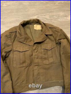 Vintage 40s 50s WWII US Army Officers Eisenhower Ike Wool OD Field Jacket