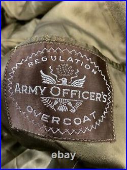 Vintage Us Army Officers Wool Overcoat Jacket Size Medium Ww2 1942