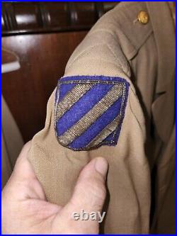 Vintage WWII US Army AAF 3rd Division Khaki Officers Jacket Bouillon Patch