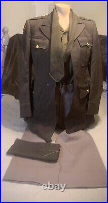 Vintage World War 2 US Army Commander Officer Uniform Jacket, Shirt, Pants, Hat