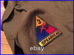 Vtg. Army Trousers Wool Ike Eisenhower Spearhead Patch Officer Uniform Jacket