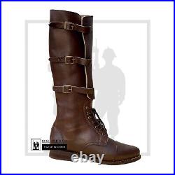 WW1 British Army Officer Boot Brown, Military Horse Riding Boots, Made To Size