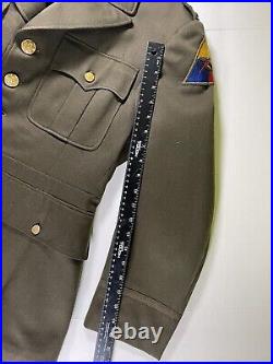 WW2 Armored HQ IS Army Officers Dress Jacket With Laundry # & Bullion Capt Bars