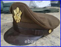 WW2 US Army Air Force Crusher Visor Hat with Named Officers Frank Beloy
