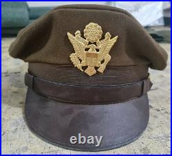 WW2 US Army Air Force Crusher Visor Hat with Named Officers Frank Beloy