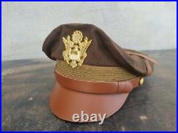 WW2 US Army Aircorps Military Officers Pilots Visor Crusher Hat Cap