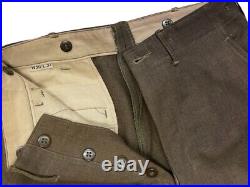 WW2 US Army Button Fly Wool Officer's Pants Size 30x31 Barely Worn + Tie