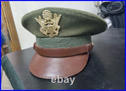 WW2 US Army Officer Visor Hat Cap Crusher Style