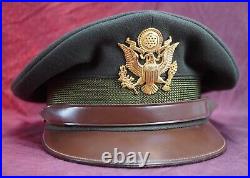 WW2 US Army military uniform dress visor cap Officer hat veteran estate