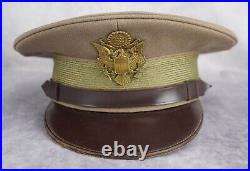 WW2 US Army military uniform dress visor cap soldier pink jacket Officer hat WW1