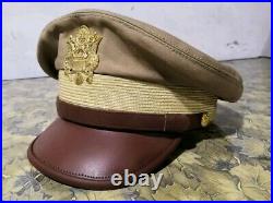 WW2 USAAF US ARMY OFFICERS UNIFORM VISOR HAT CRUSHER STYLE CAP all size