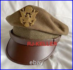 WW2 USAAF US Army Military Officers Crusher Peaked Visor Hat Cap Sz 7-3/8