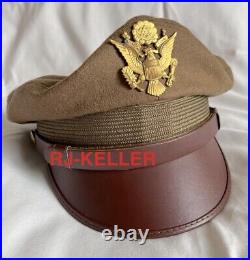 WW2 USAAF US Army Military Officers Crusher Peaked Visor Hat Cap Sz 7-3/8