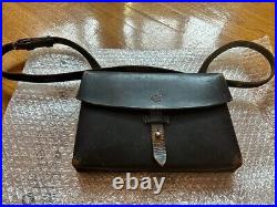 WW2 WWII Swiss Army Military Officer Black Leathet Bag Vintage