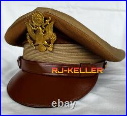 WW2 or Korean War US Army USAAF Military General Officer Visor Hat Cap Sz 7-3/8