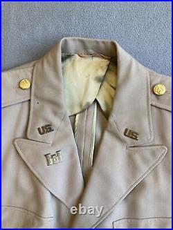 WWII 9th Army Air Corps of Engineers Officer Jacket Tropical Khaki Essayons 38R