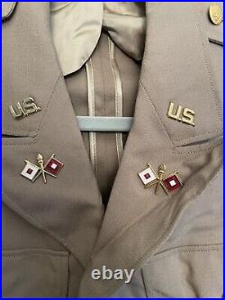 WWII Army Officers Khaki Jacket signal Corp PinsPatch 1940s