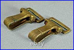 WWII German Army Officer Uniform Leather Belt Dagger Hanger Dog Snap Brass Clips