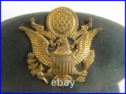 WWII US Army Artillery GRN Officer Service Hat Goldenleaf Oak Clusters AAA Named