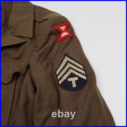 WWII US Army Ike Field Jacket OD Officer Wool Uniform 36L 1944 Regular Patches