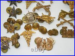 WWII US Army Officer Branch Insignia Pins Lot Different Makers General Staff