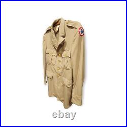WWII US Army Officers Uniform Jacket Service Forces Tropical Worsted Khaki Named