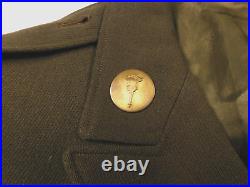 WWII US Army ROTC Officer Coat Dress Tunic OD Green Jacket Military Uniform WW2