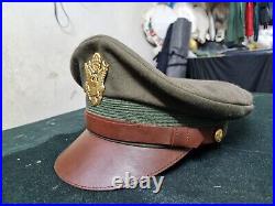 WWII US Army military uniform dress jacket visor cap Officer hat